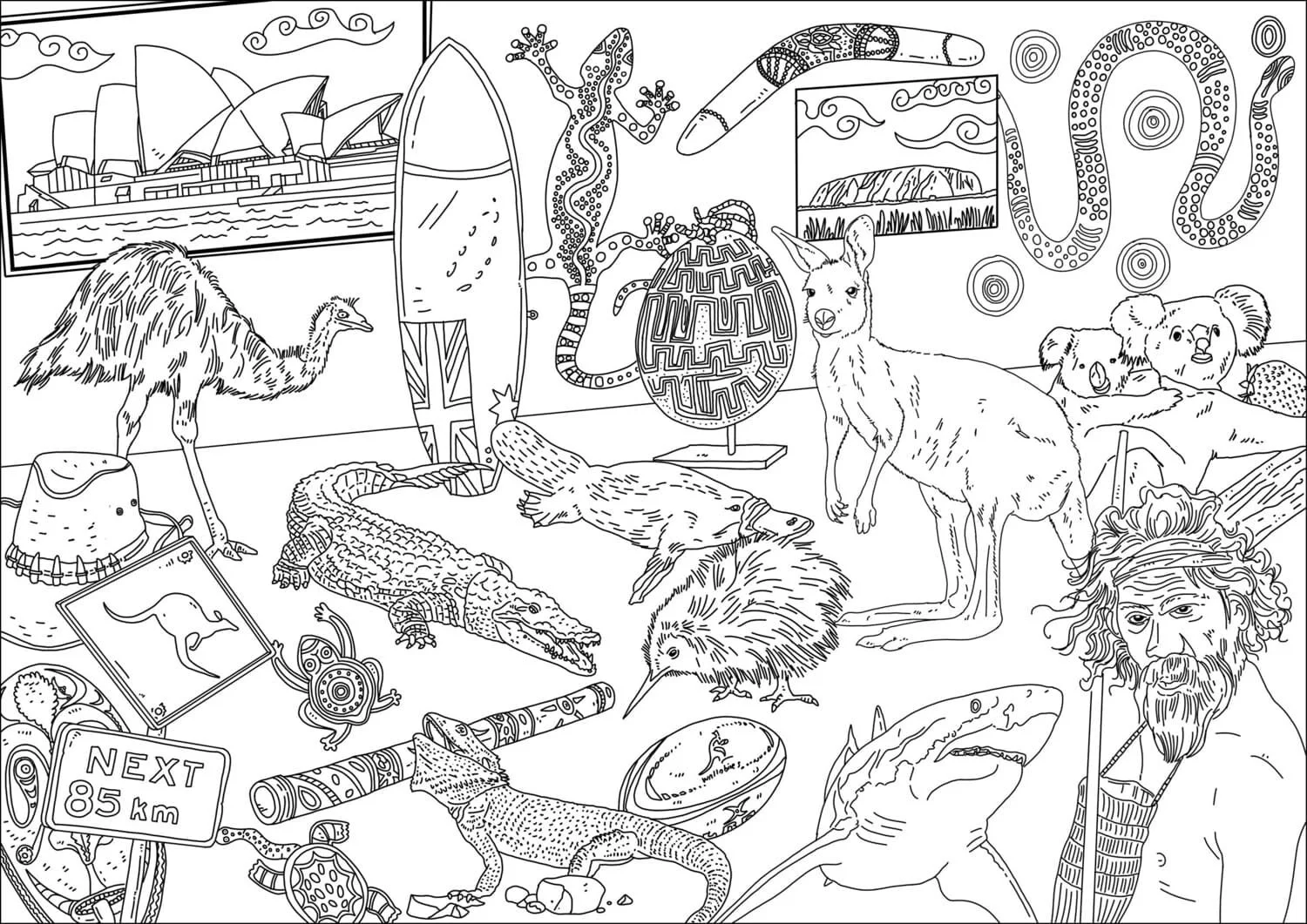 Desenhos de Australia Para Colorir 13