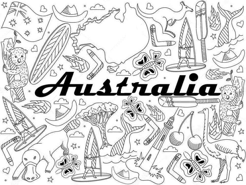 Desenhos de Australia Para Colorir 17