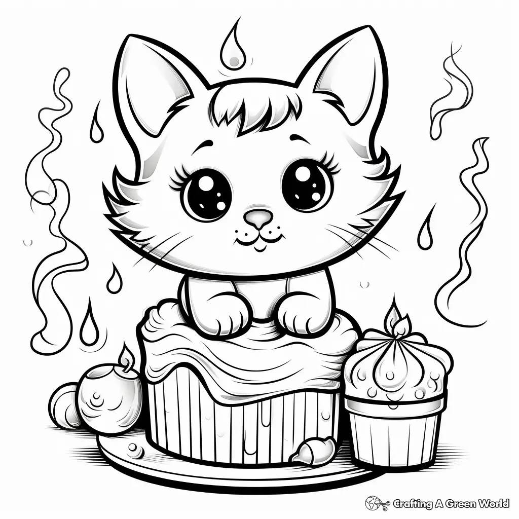 Cat Cake Coloring Pages 4