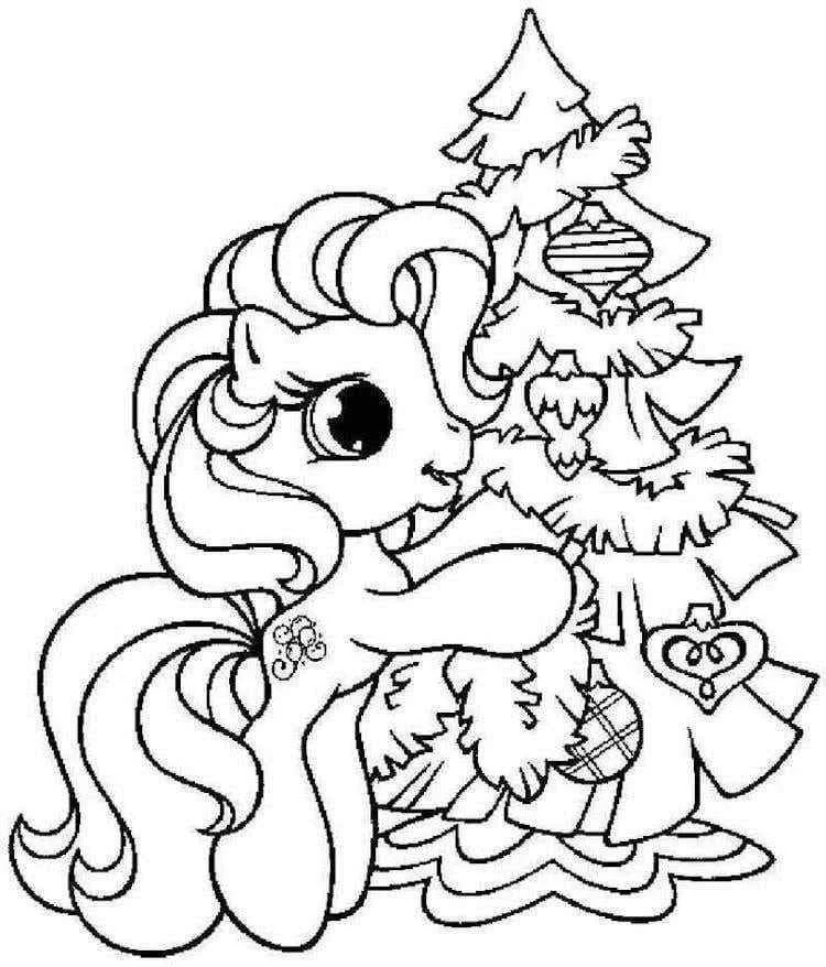 Christmas Unicorn Coloring Pages 15
