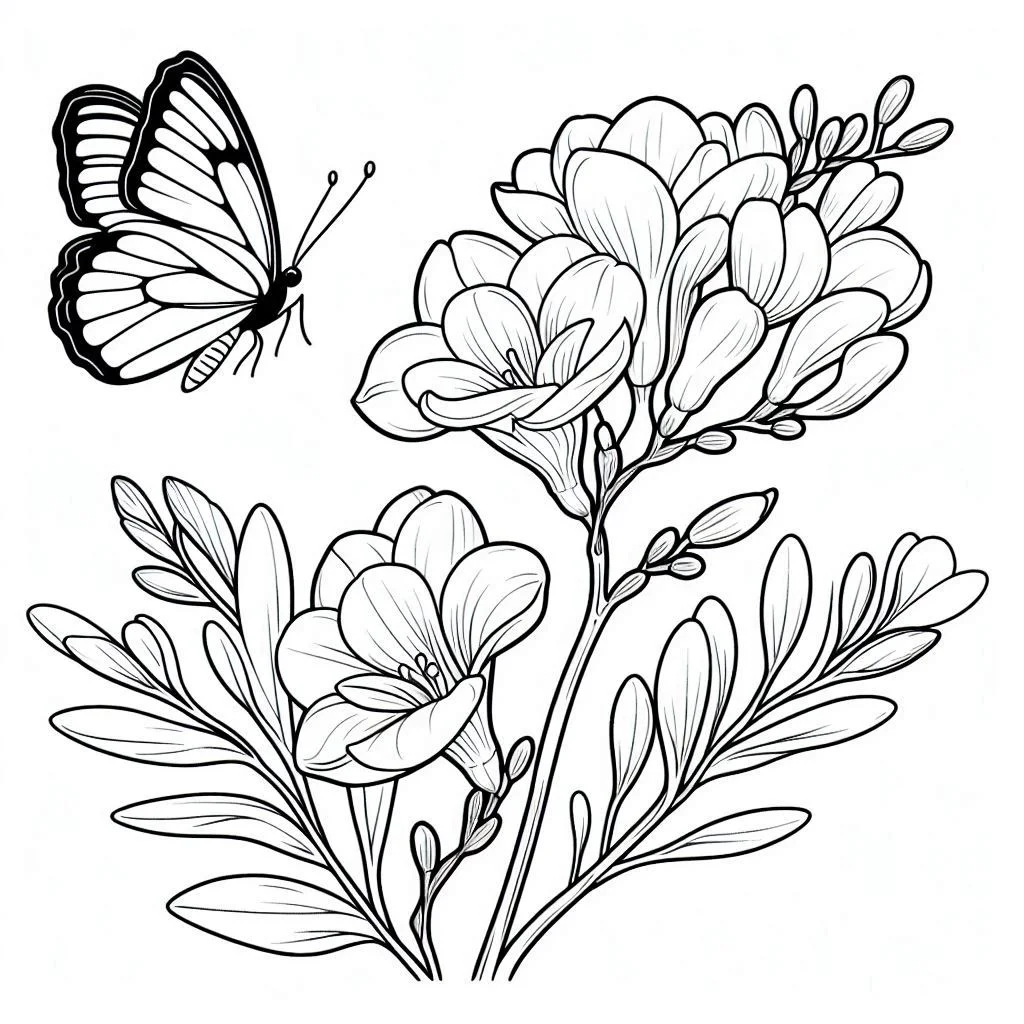 Flores e Borboletas para Colorear 14