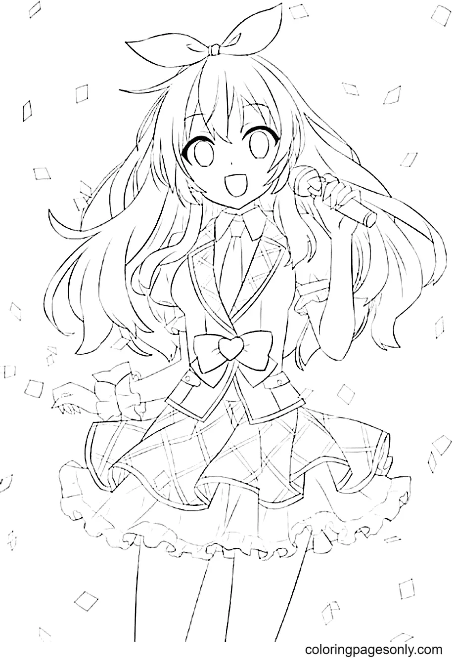 Long Hair Anime Girl Coloring Pages 13