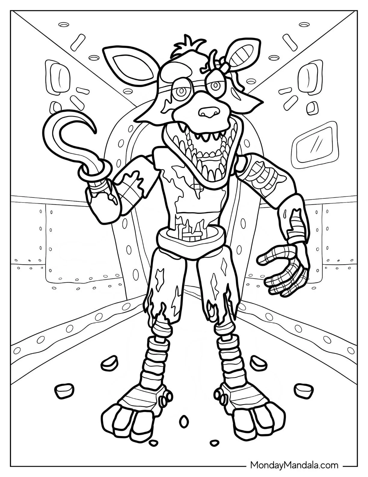 Nightmare Foxy Coloring Pages 4