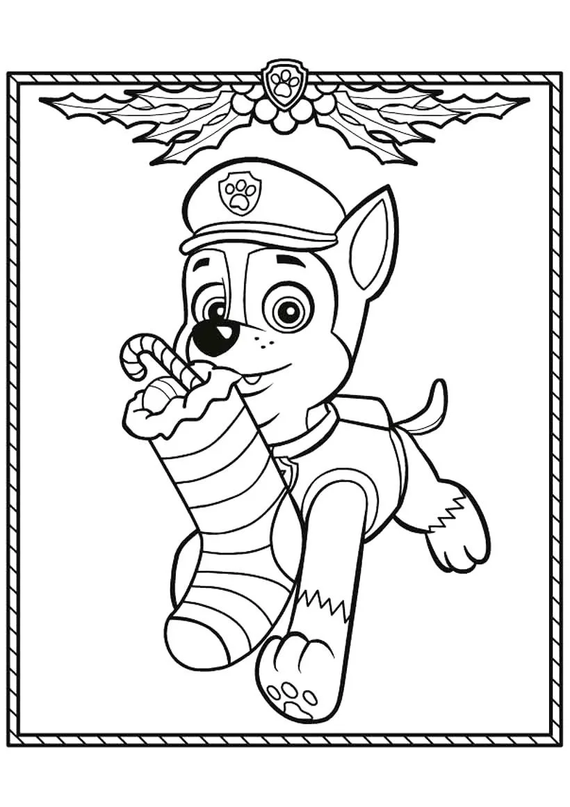 Desenhos de Natal Da Patrulha Canina Para Colorir 2