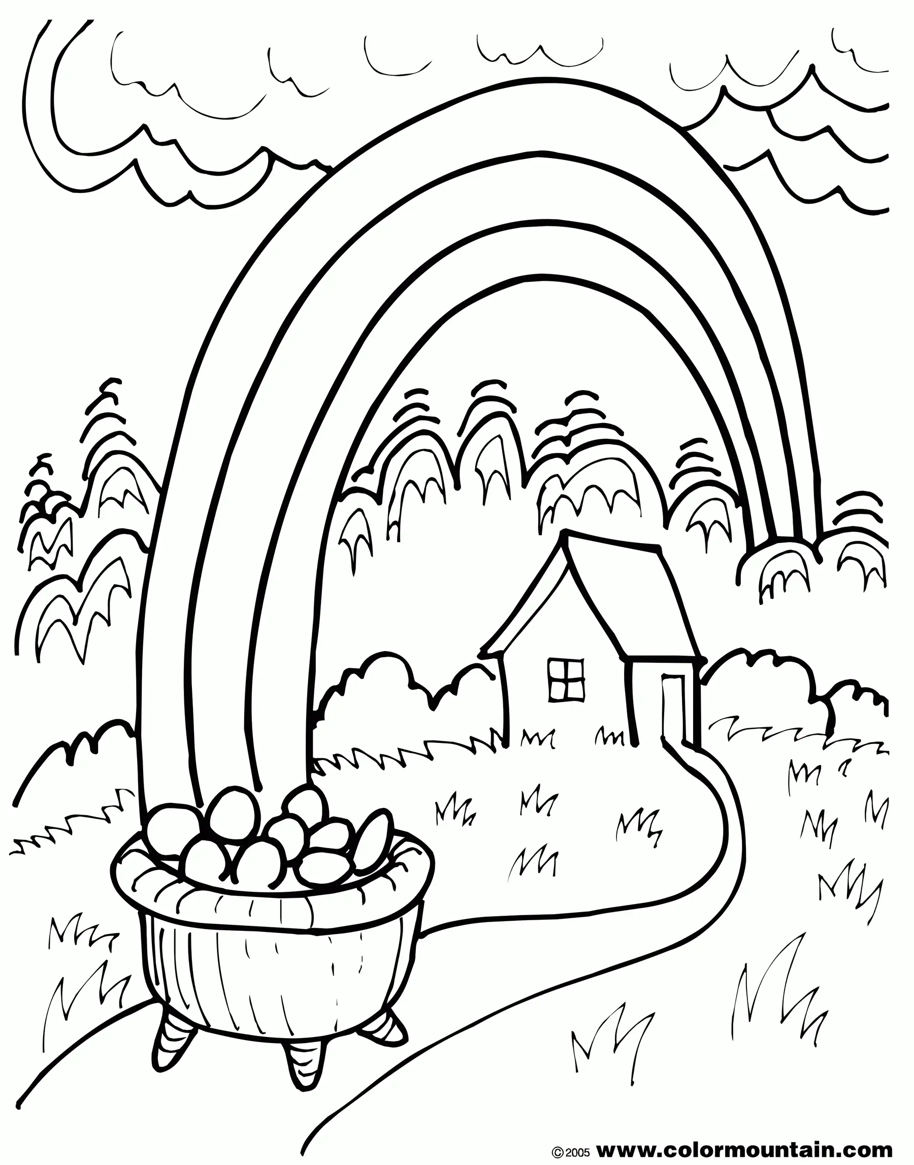 Rainbow and Pot of Gold Coloring Pages 5