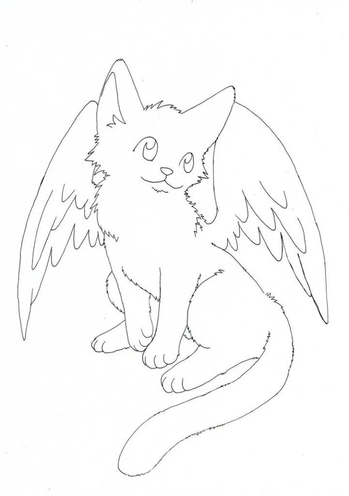 Winged Cat Coloring Pages 1