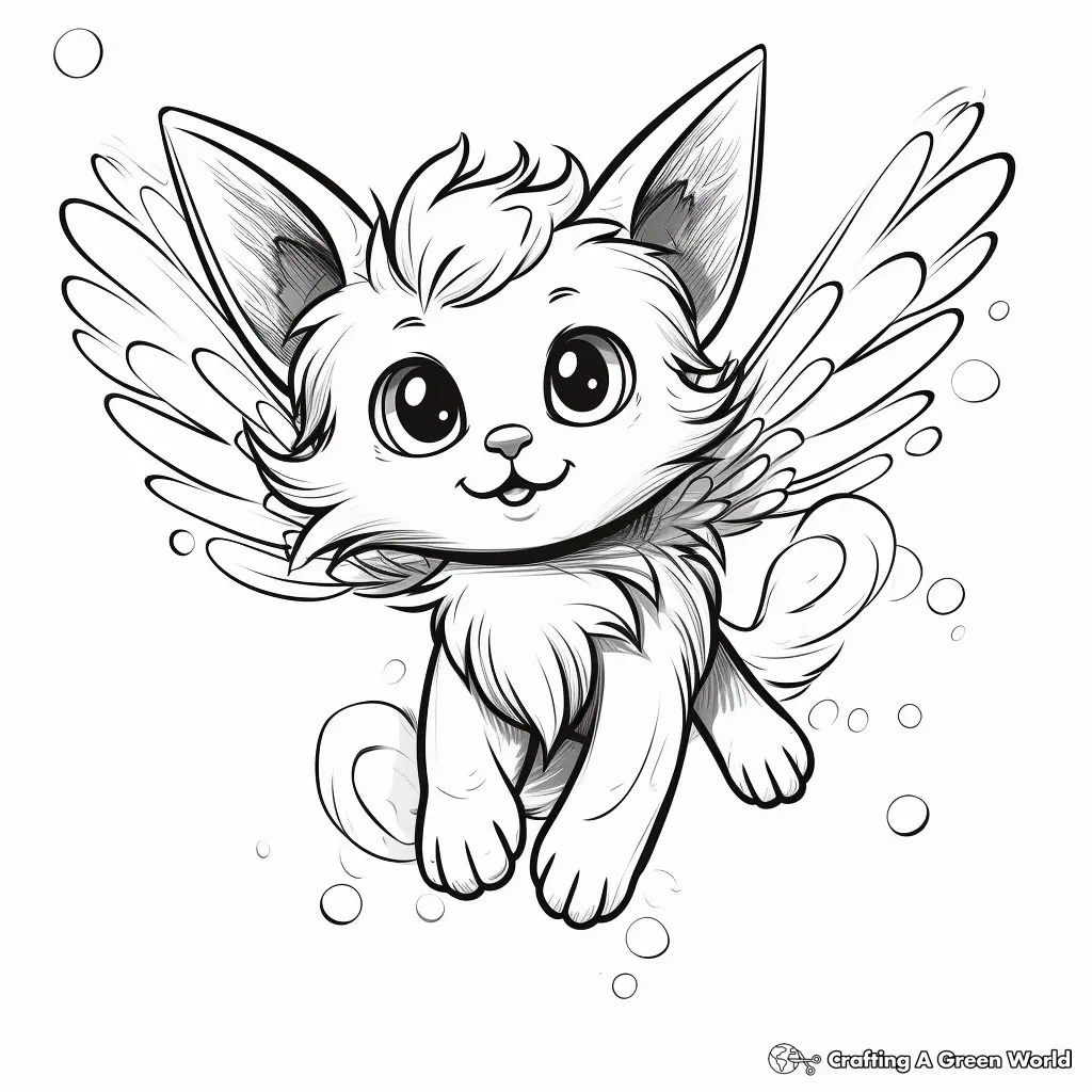 Winged Cat Coloring Pages 3